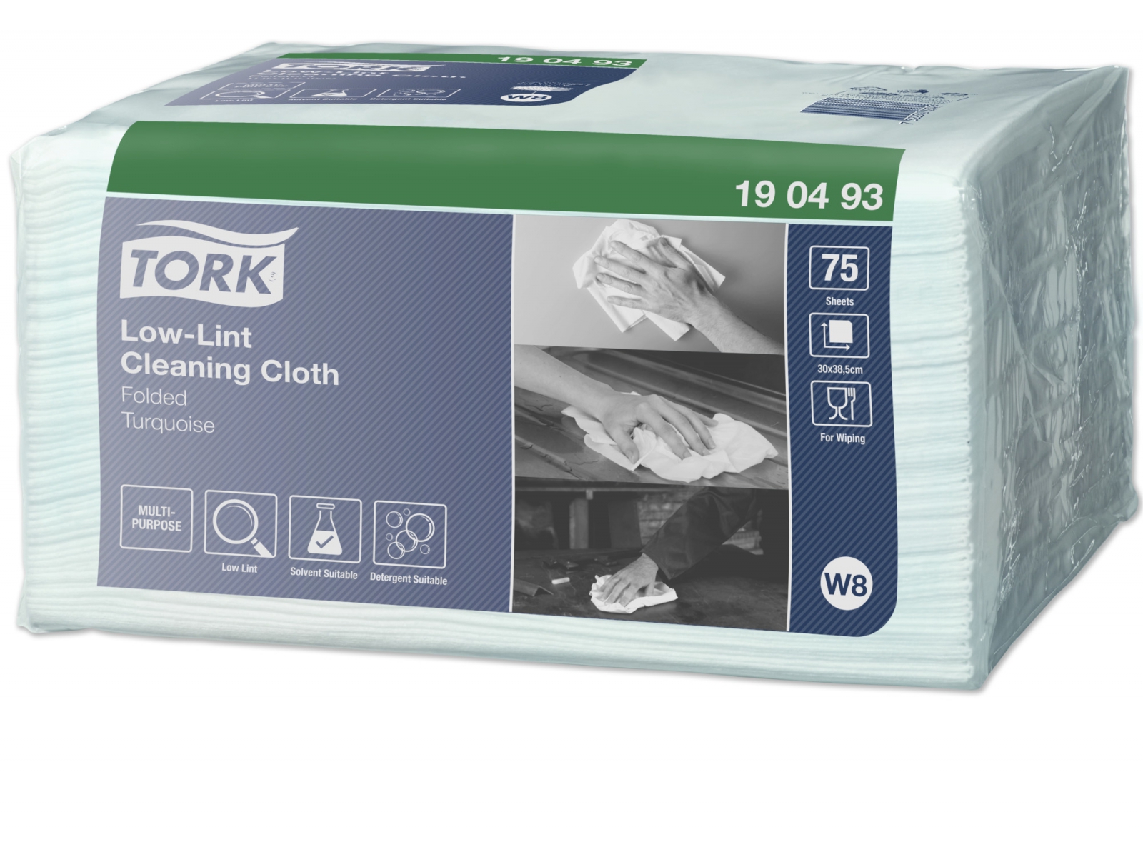 Czyściwo TORK 190493 Ściereczki Niskopylne Kart 8 x 75 listków